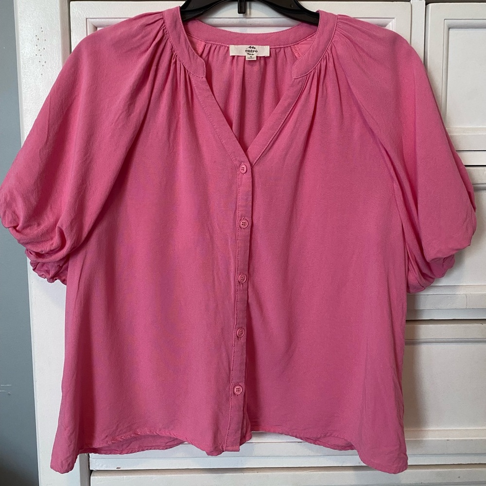 Ada Faye pink puff sleeve blouse